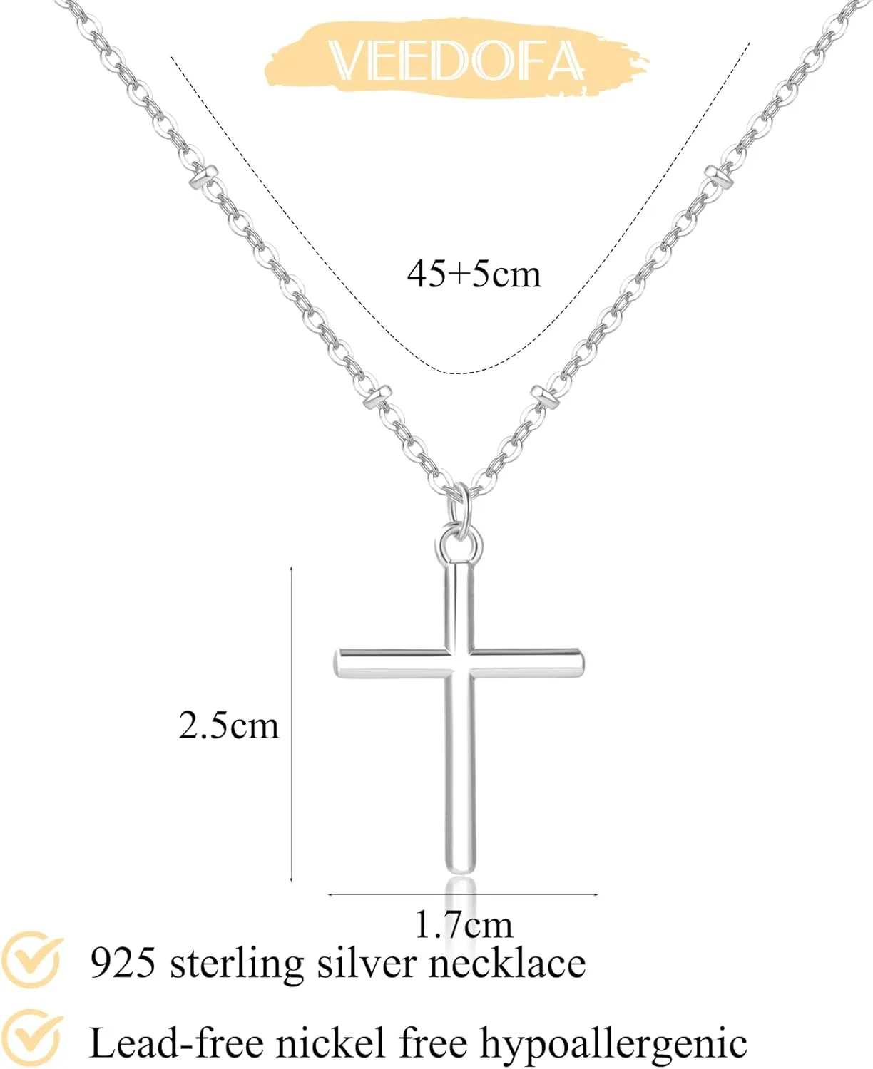 Cross Necklace for Women 14K Gold Plated/925 Sterling Silver Dainty Pendant Simple Trendy Non Tarnish Necklace for Women