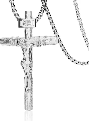 Crucifix Cross Necklace for Men and Women with 18K Gold Plated Exquisite Jesus Pendant and Double Adjustable Necklace Chains 16-30 Inch