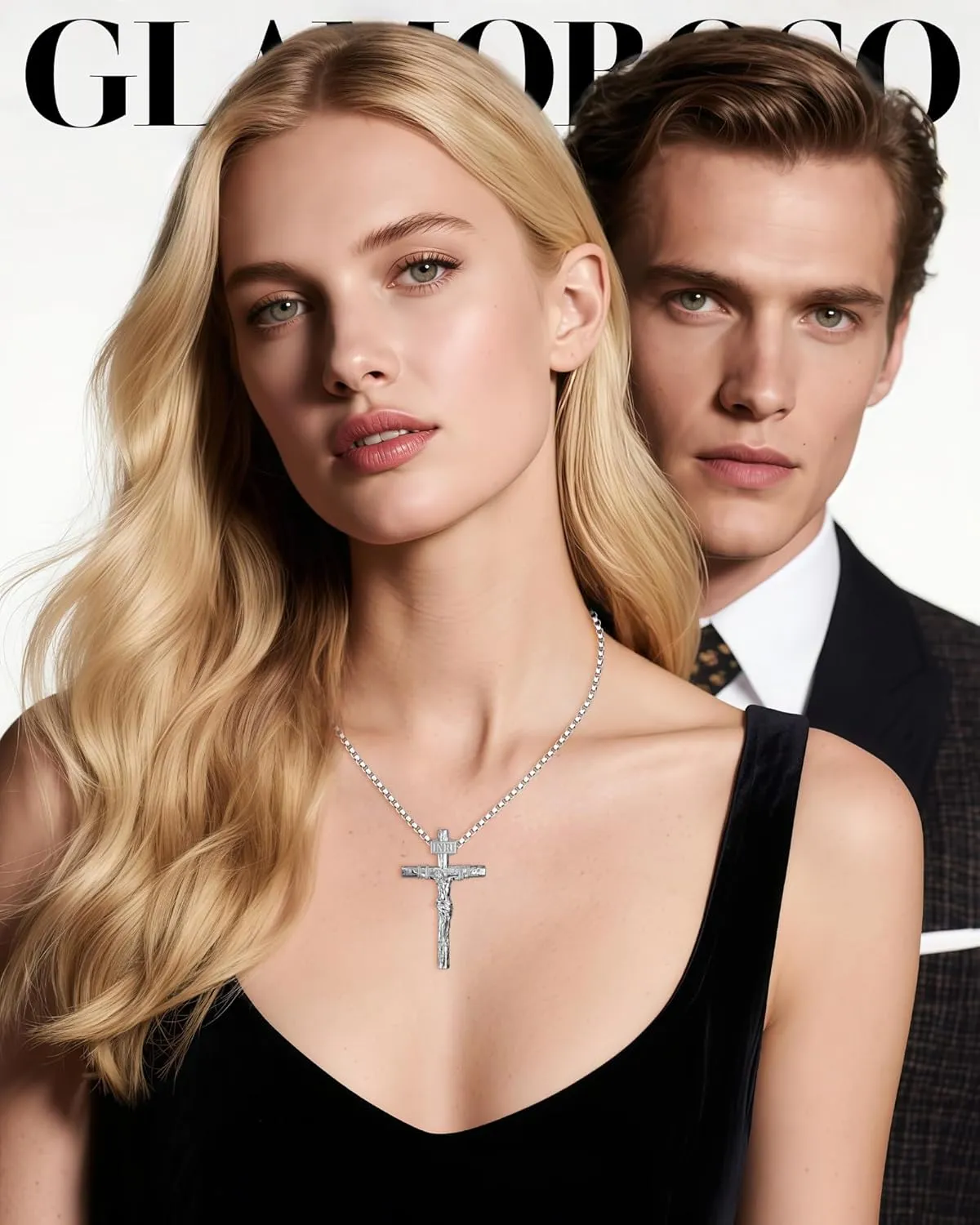 Crucifix Cross Necklace for Men and Women with Exquisite Jesus Pendant and Stainless Steel Chain 16-30 Inch