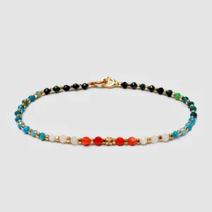 Crystal Bracelet in Yellow Gold / Red Pattern with White Diamonds