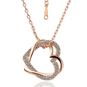 Crystal Double Heart Necklaces