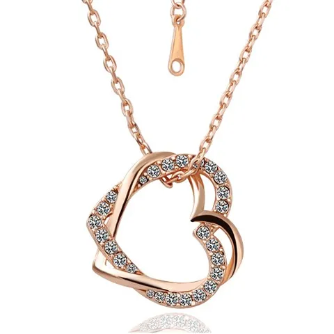 Crystal Double Heart Necklaces
