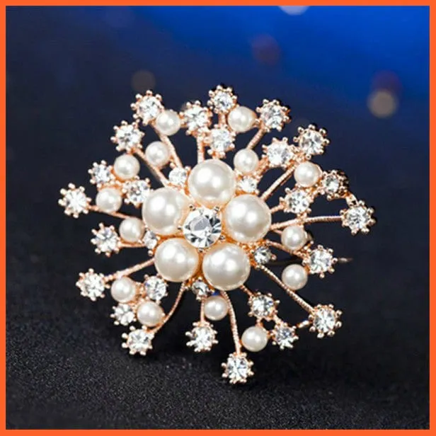 Crystal Flower Large Bow Brooch Pin | Fashion Wedding Pin Corsage Accessories