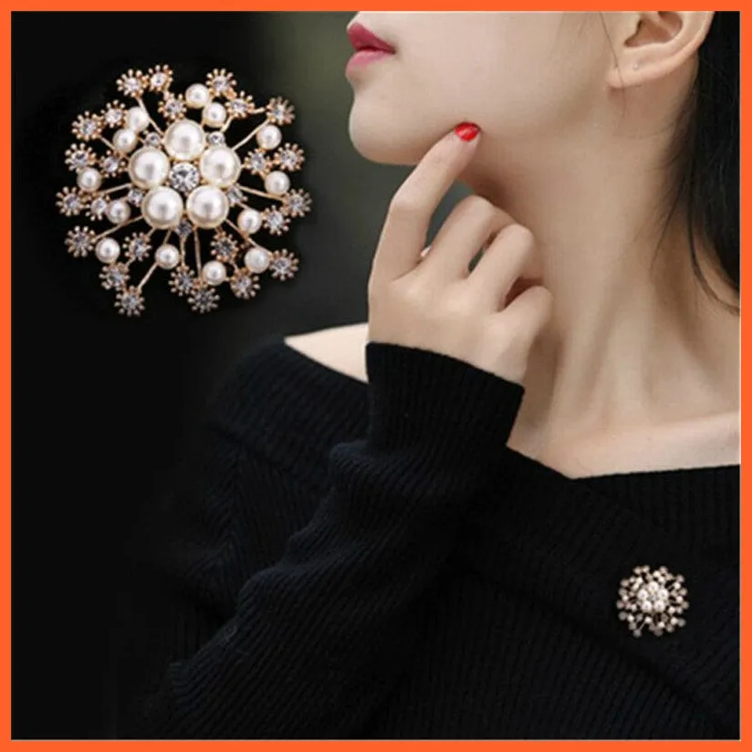 Crystal Flower Large Bow Brooch Pin | Fashion Wedding Pin Corsage Accessories
