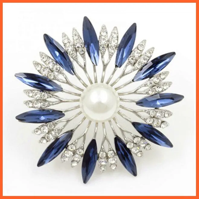 Crystal Flower Large Bow Brooch Pin | Fashion Wedding Pin Corsage Accessories