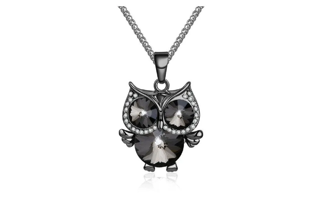 Crystal Owl Necklace Vintage Cubic Zirconia Diamond Long Chain Pendant Necklace