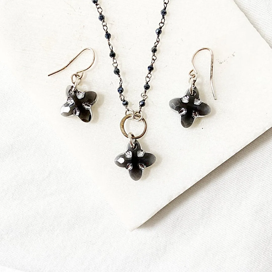 Crystal Tribal Cross Necklace and Earrings Set