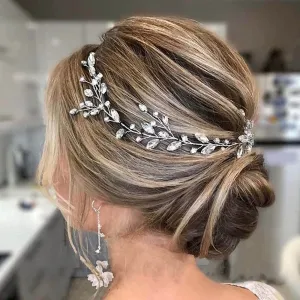 Cubahop Bride Wedding Hair Vines Silver Bridal Crystal Headband Rhinestones Headpieces Hair Accessories for Women and Girls