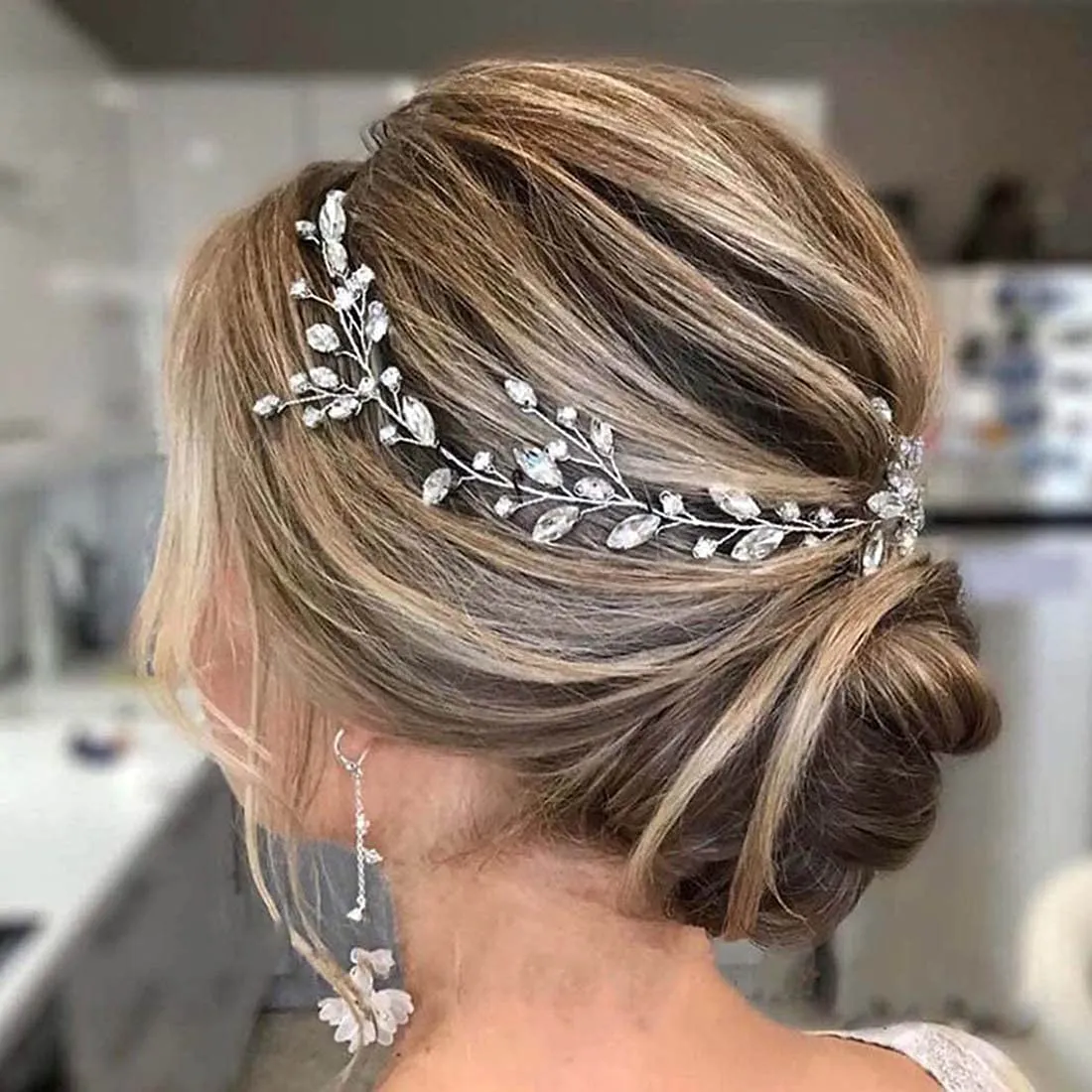 Cubahop Bride Wedding Hair Vines Silver Bridal Crystal Headband Rhinestones Headpieces Hair Accessories for Women and Girls