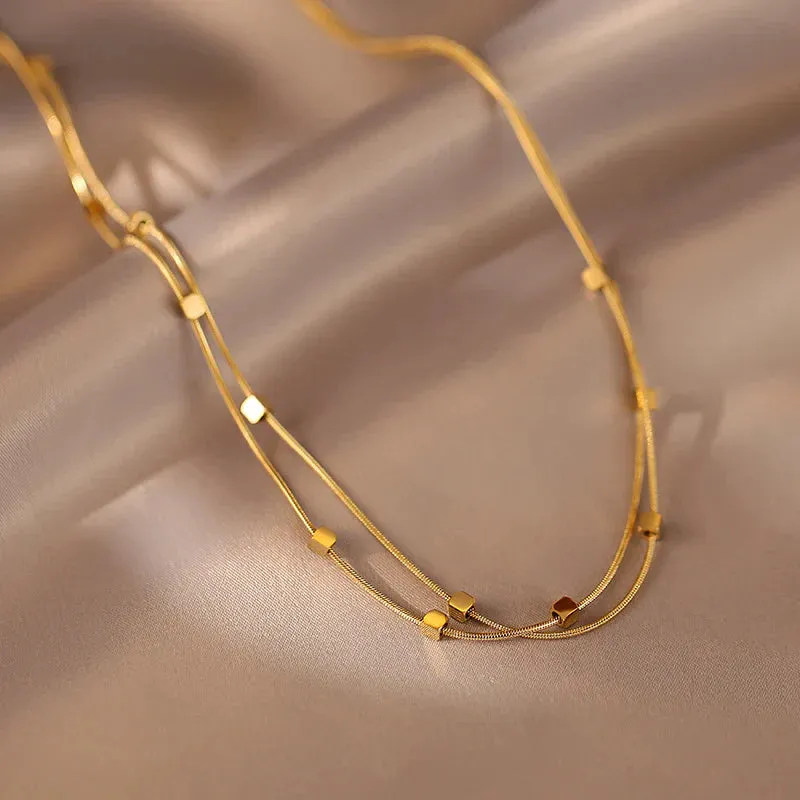Cube Link Gold Necklace