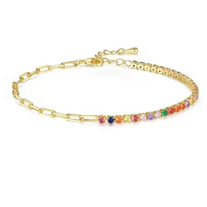 Cubic Zirconia Rainbow Tennis Chain Bracelet