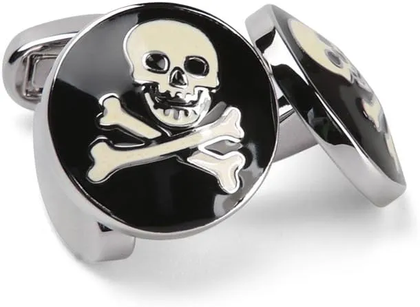 Cufflinks Unique Round Bone and Skull Engraved Cuffs Tuxedo Shirt Silver Cuff Link for Men boys