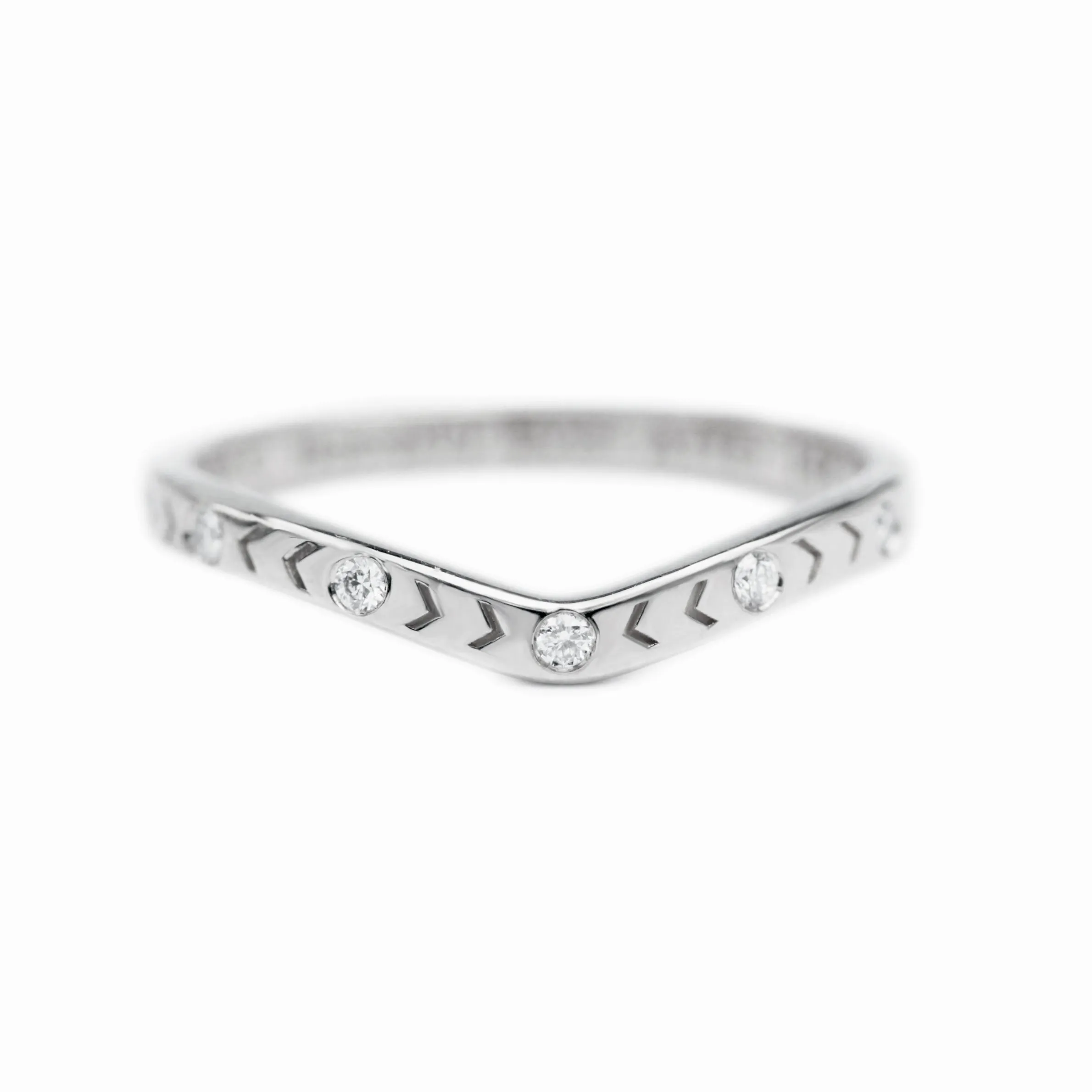 Curve Arrows Gold Diamond Wedding Ring ♥