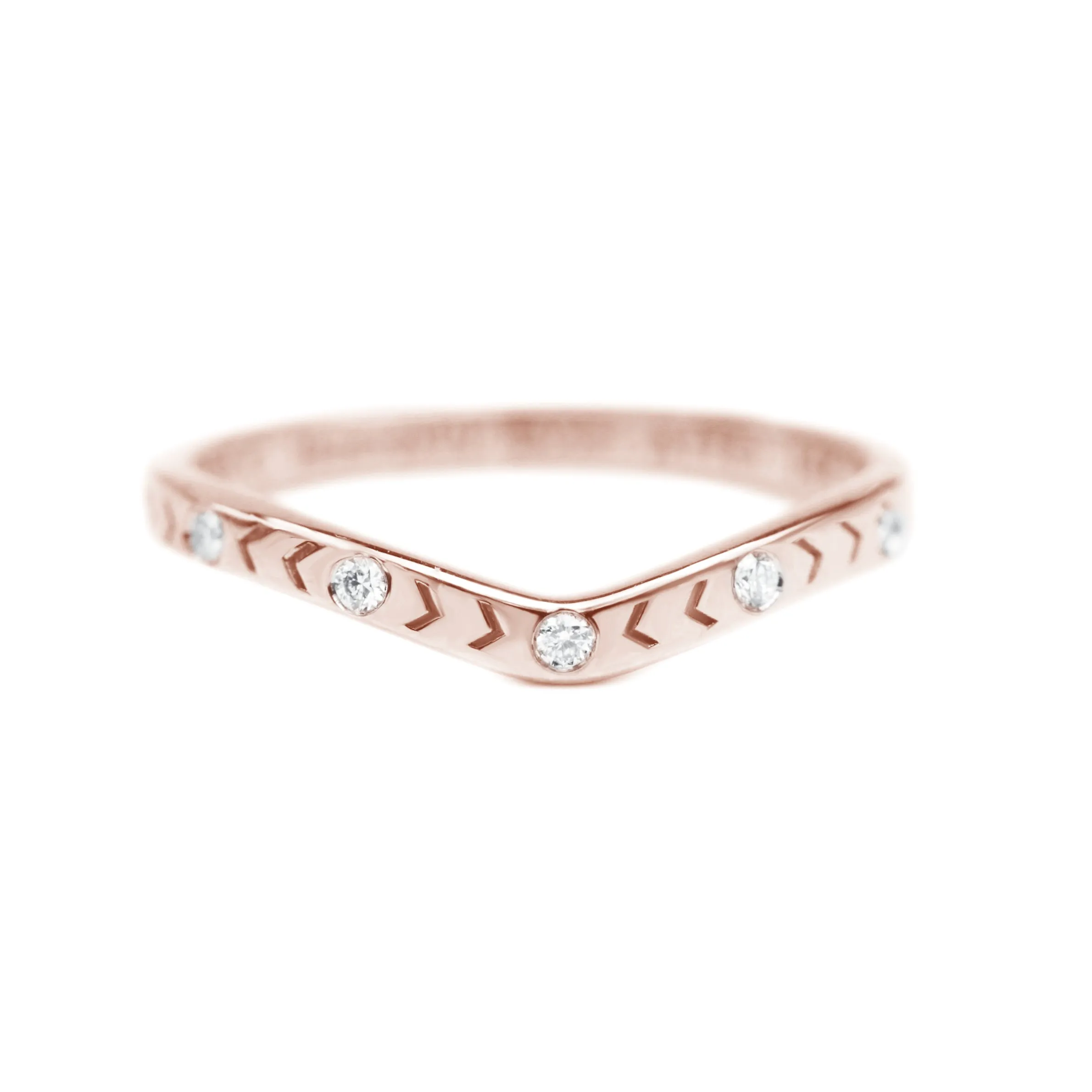 Curve Arrows Gold Diamond Wedding Ring ♥