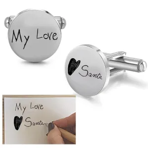 Custom Cuff Link for Men,Gift for Him Personalized Cuff Links, Handwriting CuffLinks, Wedding Gift for Husband, Custom Cufflinks for Him, Valentines Gift for Men