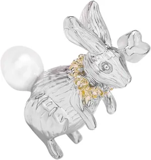 Cute Animal Brooch Pin Rabbit Figurine Brooch for Women's Clothing for Party Dress Accessory