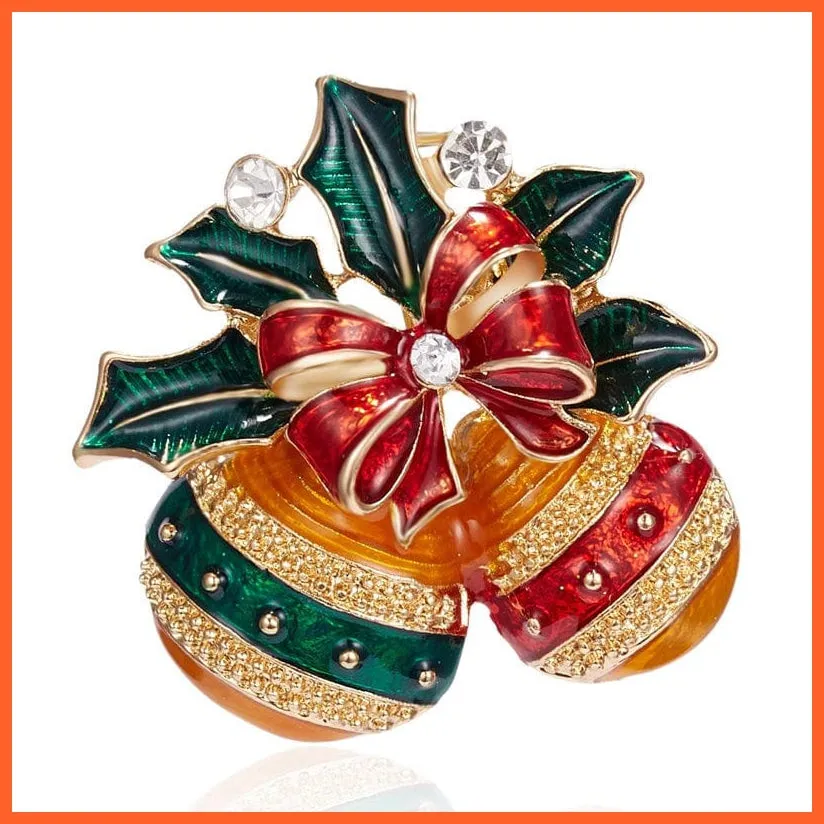 Cute Christmas Brooch For Everyone | Snowman Santa Claus Tree Deer Bell Hat Rhinestone Enamel