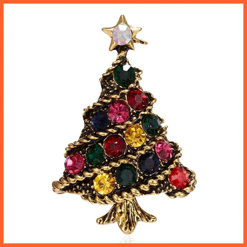 Cute Christmas Brooch For Everyone | Snowman Santa Claus Tree Deer Bell Hat Rhinestone Enamel