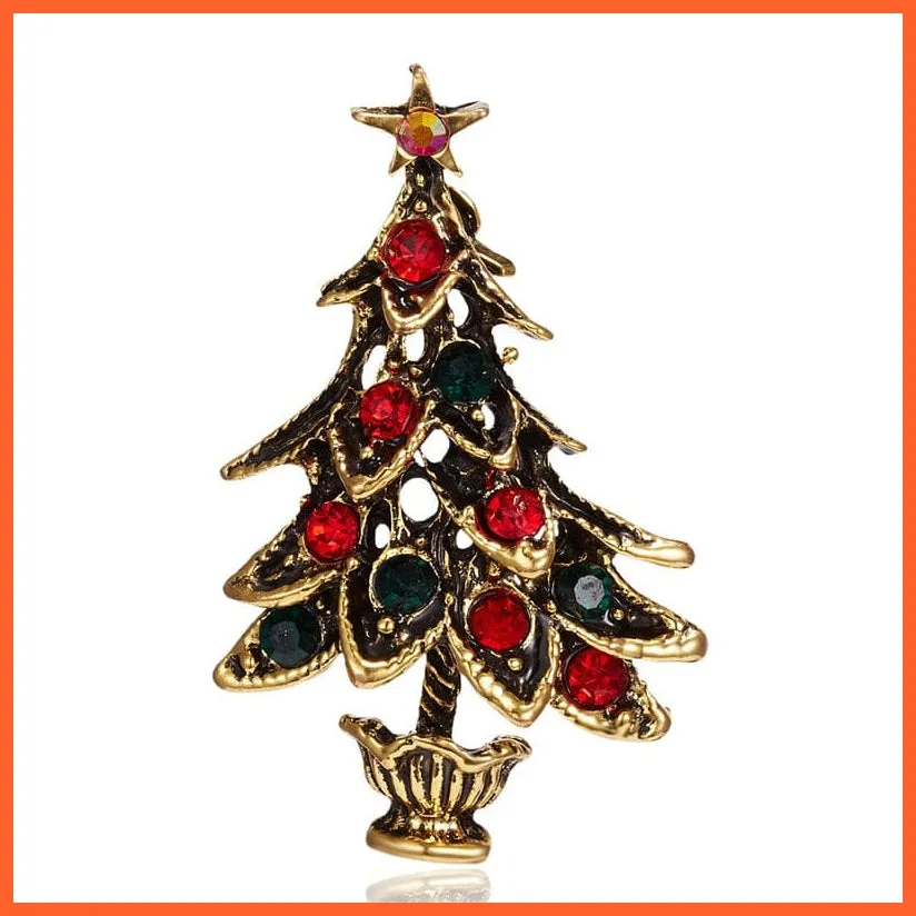 Cute Christmas Brooch For Everyone | Snowman Santa Claus Tree Deer Bell Hat Rhinestone Enamel