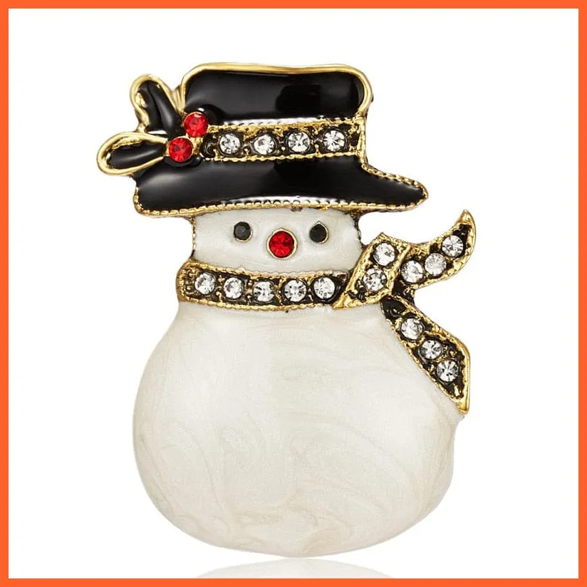 Cute Christmas Brooch For Everyone | Snowman Santa Claus Tree Deer Bell Hat Rhinestone Enamel