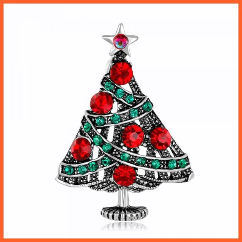 Cute Christmas Brooch For Everyone | Snowman Santa Claus Tree Deer Bell Hat Rhinestone Enamel
