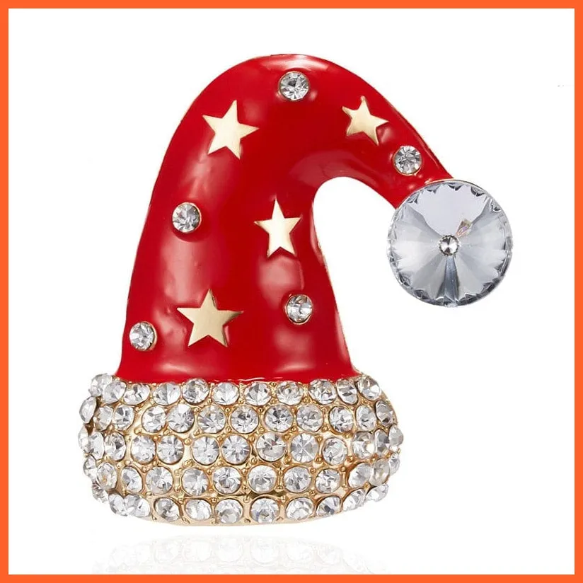 Cute Christmas Brooch For Everyone | Snowman Santa Claus Tree Deer Bell Hat Rhinestone Enamel