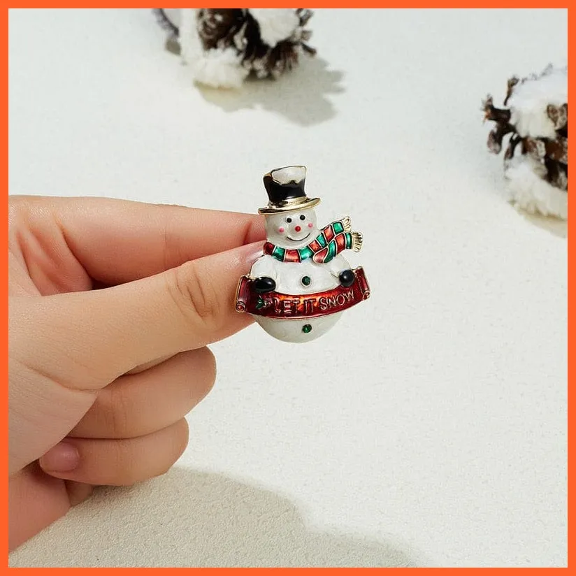 Cute Christmas Brooch For Everyone | Snowman Santa Claus Tree Deer Bell Hat Rhinestone Enamel
