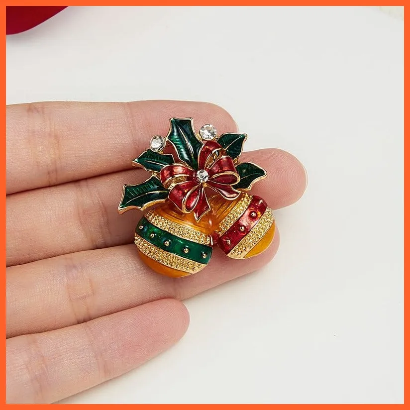 Cute Christmas Brooch For Everyone | Snowman Santa Claus Tree Deer Bell Hat Rhinestone Enamel