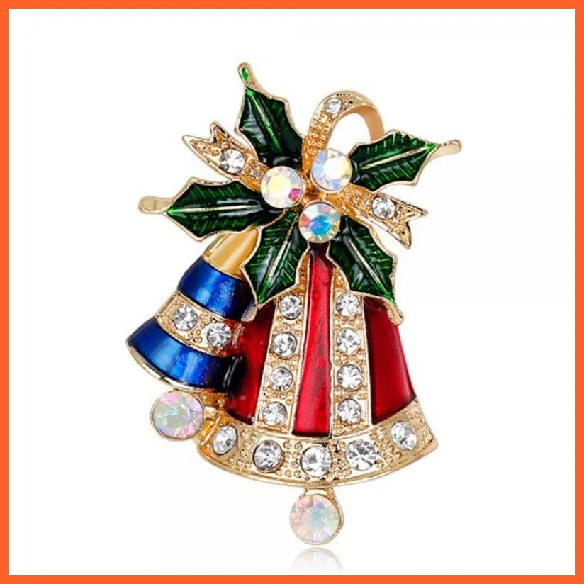 Cute Christmas Brooch For Everyone | Snowman Santa Claus Tree Deer Bell Hat Rhinestone Enamel