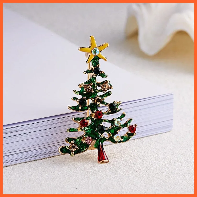 Cute Christmas Brooch For Everyone | Snowman Santa Claus Tree Deer Bell Hat Rhinestone Enamel