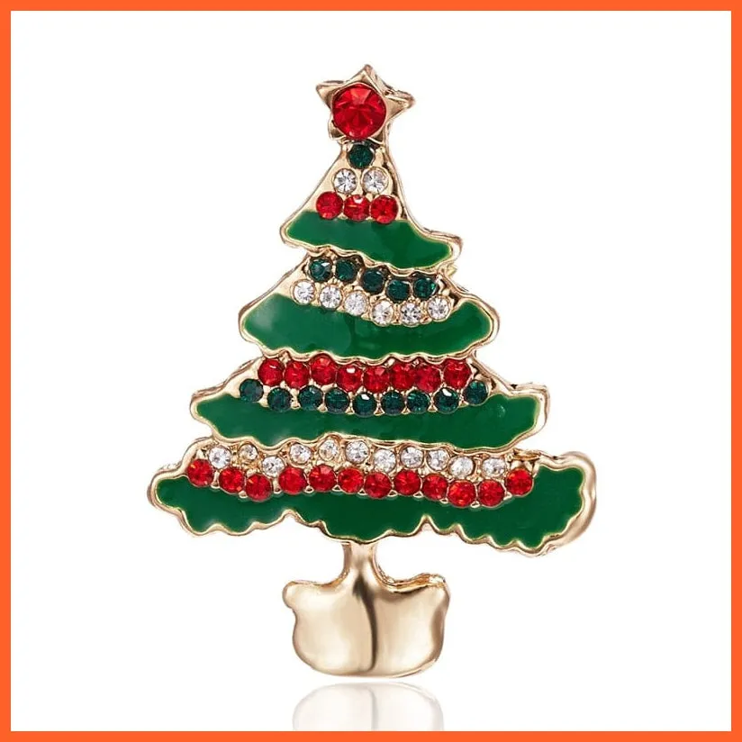 Cute Christmas Brooch For Everyone | Snowman Santa Claus Tree Deer Bell Hat Rhinestone Enamel