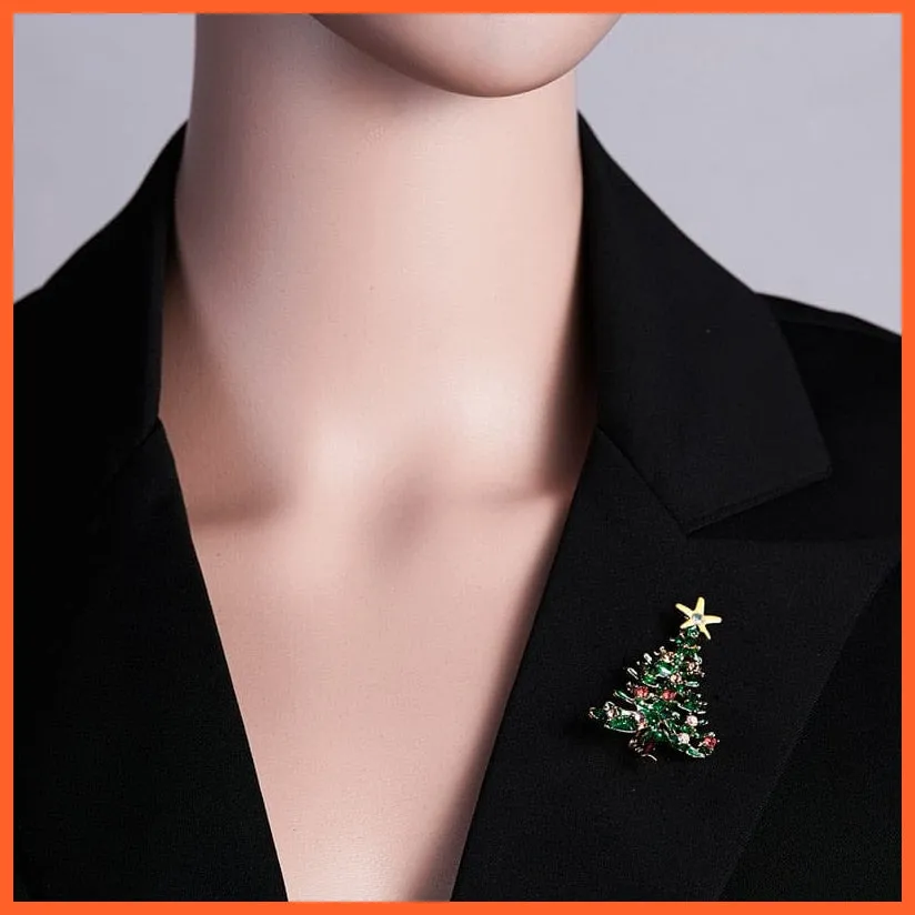 Cute Christmas Brooch For Everyone | Snowman Santa Claus Tree Deer Bell Hat Rhinestone Enamel