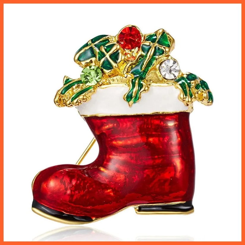 Cute Christmas Brooch For Everyone | Snowman Santa Claus Tree Deer Bell Hat Rhinestone Enamel