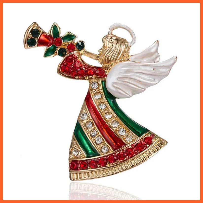 Cute Christmas Brooch For Everyone | Snowman Santa Claus Tree Deer Bell Hat Rhinestone Enamel