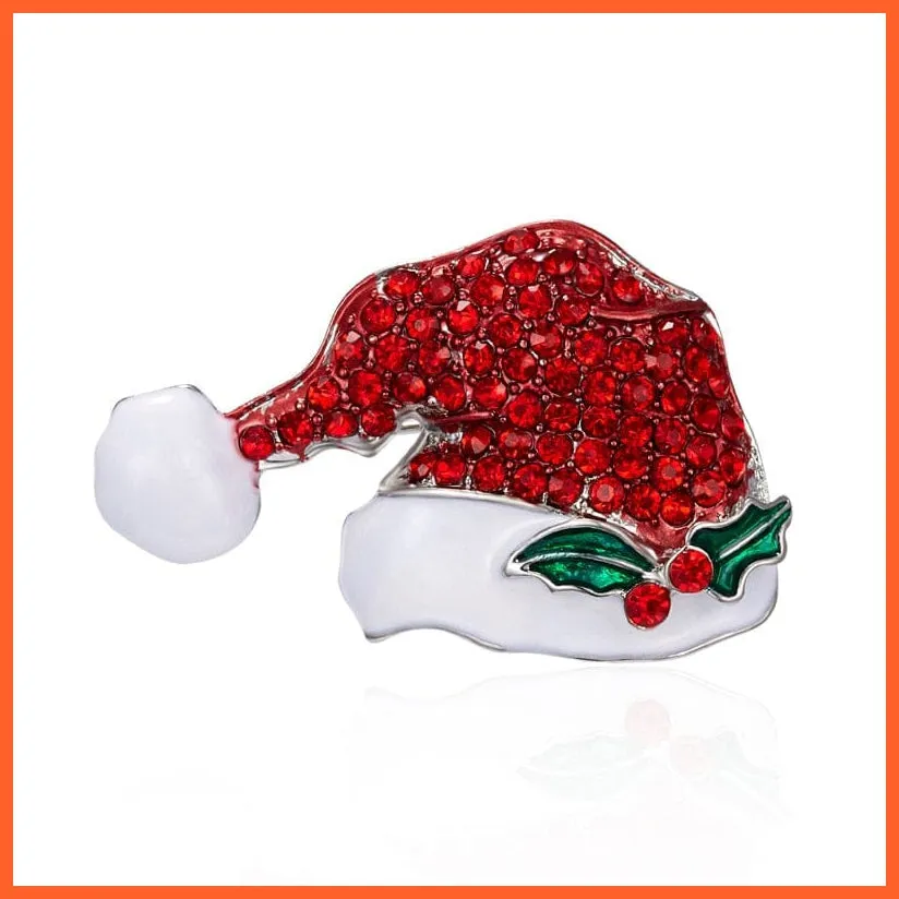 Cute Christmas Brooch For Everyone | Snowman Santa Claus Tree Deer Bell Hat Rhinestone Enamel