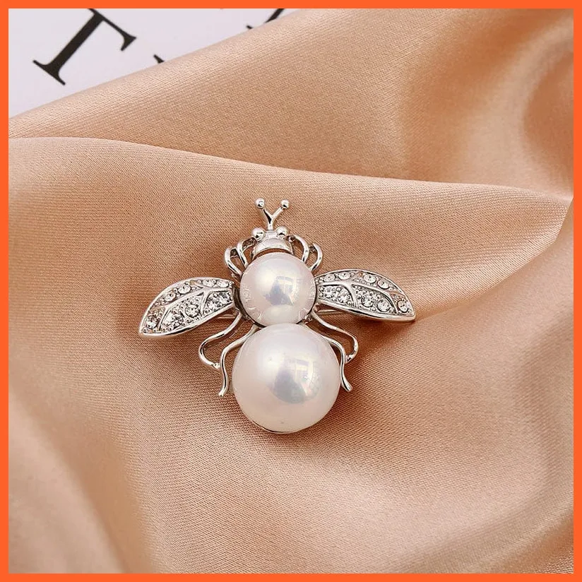 Cute Rhinestone Bee Brooch Women  Accessories | Insect Pearl Corsage Brooches