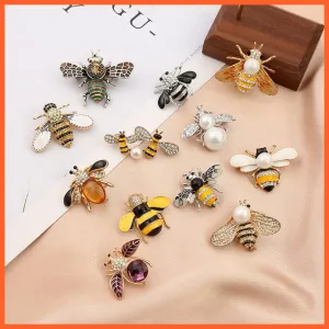 Cute Rhinestone Bee Brooch Women  Accessories | Insect Pearl Corsage Brooches