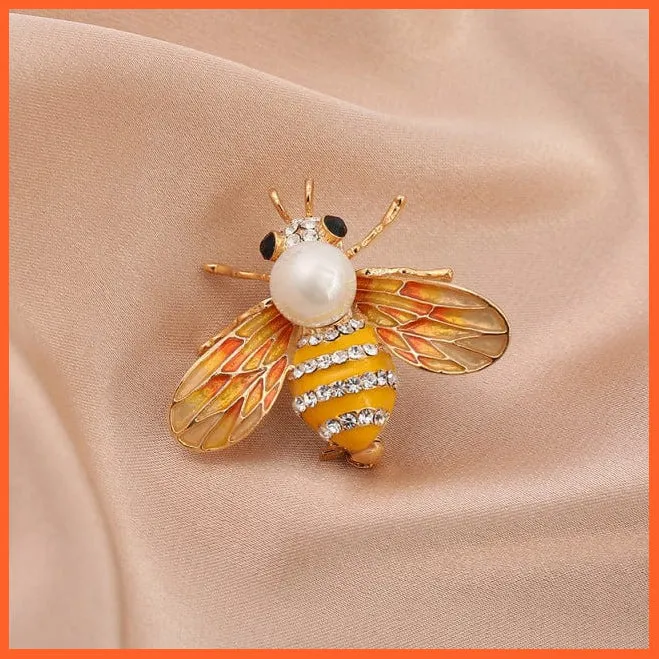 Cute Rhinestone Bee Brooch Women  Accessories | Insect Pearl Corsage Brooches