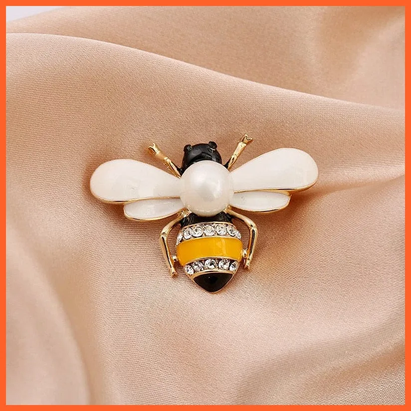 Cute Rhinestone Bee Brooch Women  Accessories | Insect Pearl Corsage Brooches
