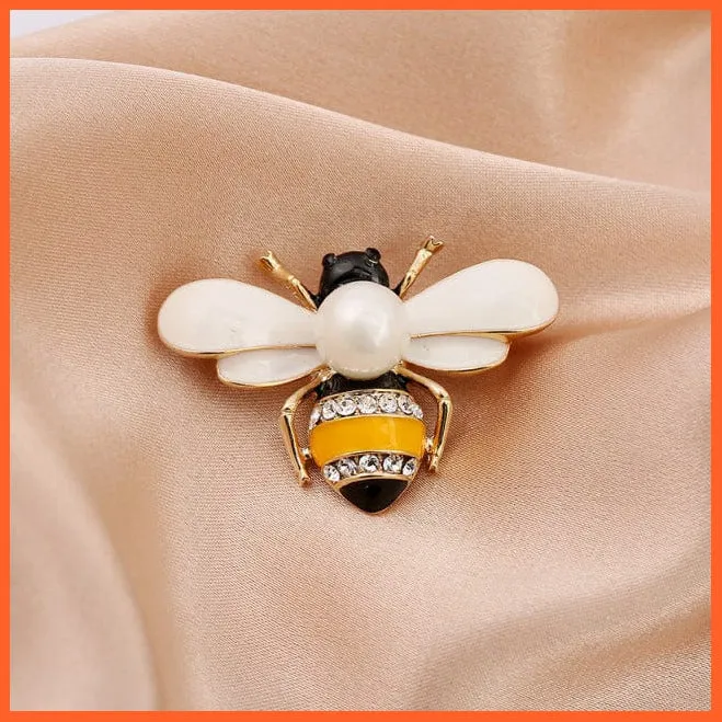 Cute Rhinestone Bee Brooch Women  Accessories | Insect Pearl Corsage Brooches