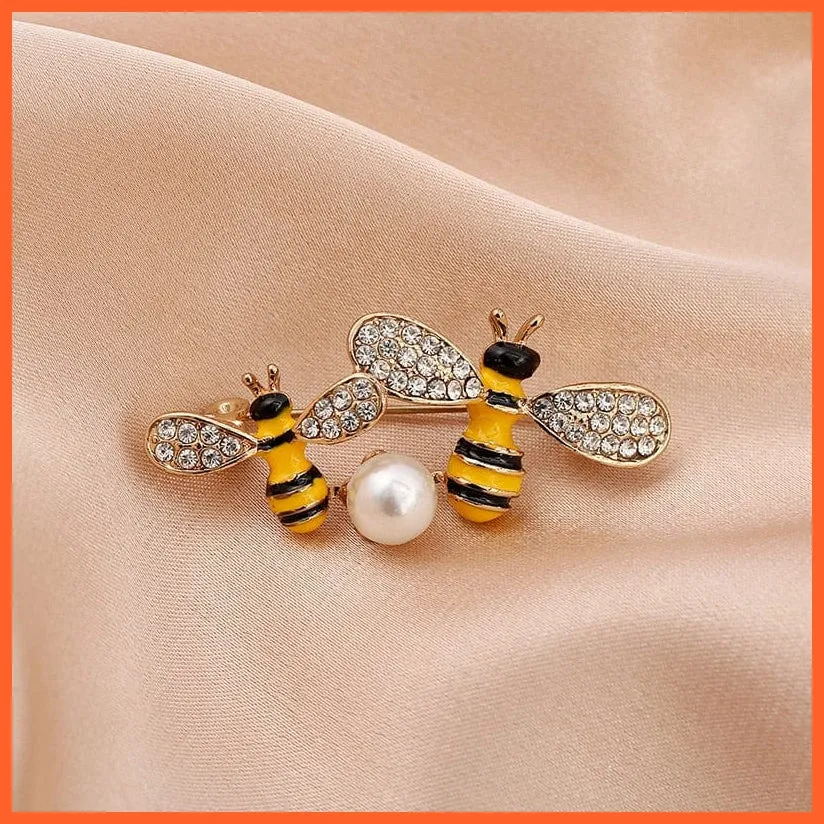 Cute Rhinestone Bee Brooch Women  Accessories | Insect Pearl Corsage Brooches
