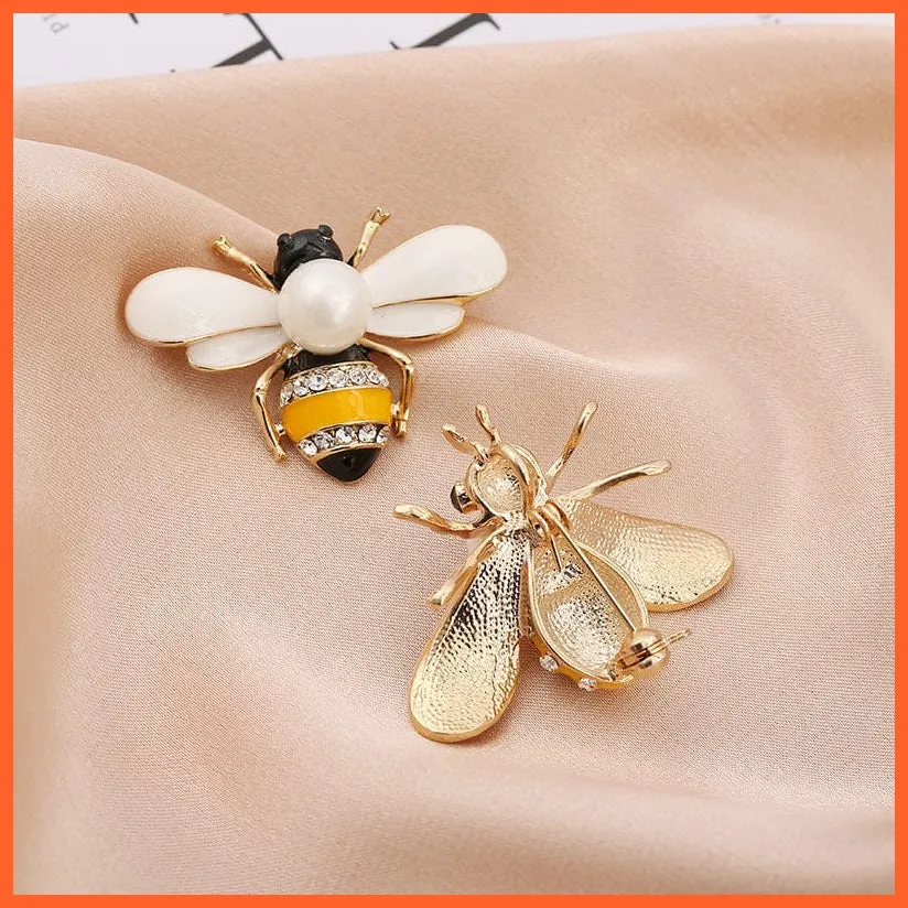 Cute Rhinestone Bee Brooch Women  Accessories | Insect Pearl Corsage Brooches