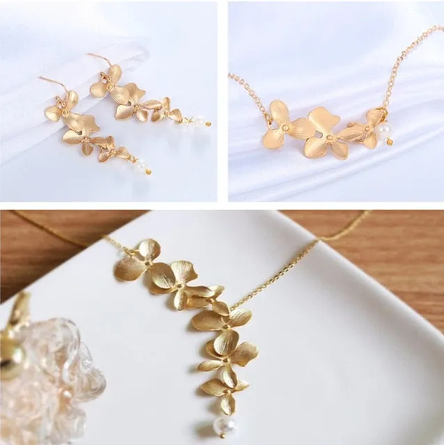 Cxwind Fashion Orchid Flower Pendant Boho Flower Necklace Charm Jewelry For Women Party Dress Accessories Gift