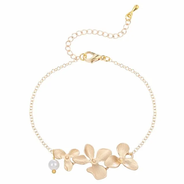 Cxwind Fashion Orchid Flower Pendant Boho Flower Necklace Charm Jewelry For Women Party Dress Accessories Gift
