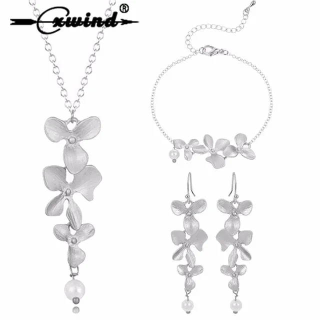 Cxwind Fashion Orchid Flower Pendant Boho Flower Necklace Charm Jewelry For Women Party Dress Accessories Gift