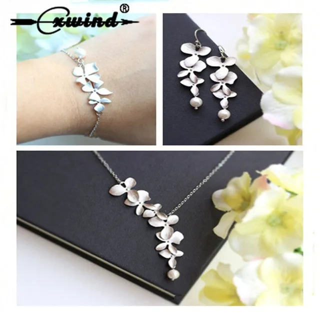 Cxwind Fashion Orchid Flower Pendant Boho Flower Necklace Charm Jewelry For Women Party Dress Accessories Gift