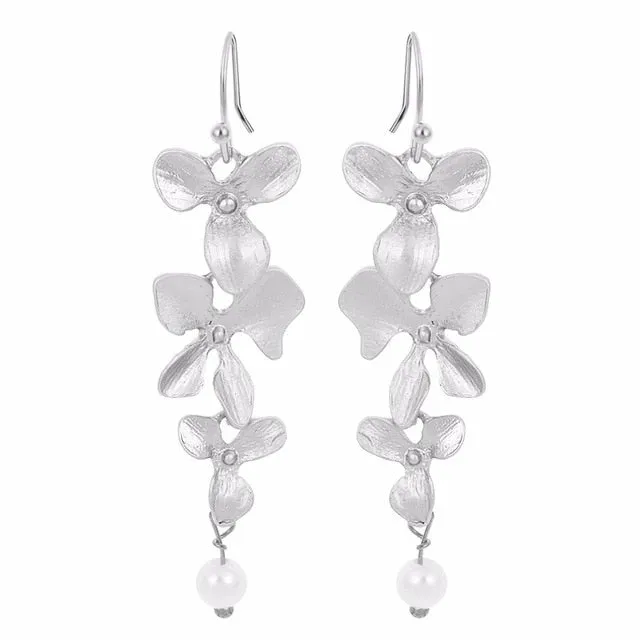 Cxwind Fashion Orchid Flower Pendant Boho Flower Necklace Charm Jewelry For Women Party Dress Accessories Gift