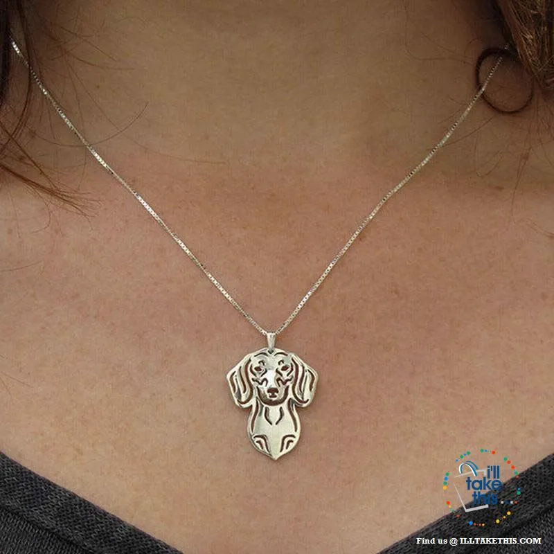 Dachshund Dog Lovers' a unique design Pendant in Gold, Silver or Rose Gold Plating   BONUS Necklace