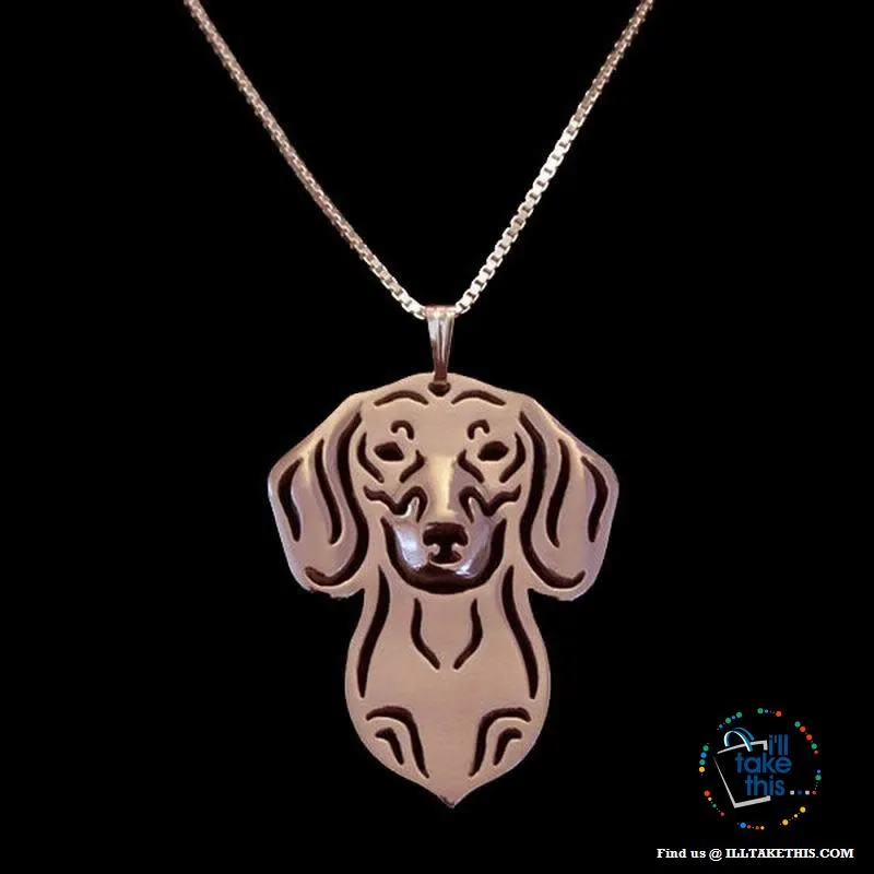 Dachshund Dog Lovers' a unique design Pendant in Gold, Silver or Rose Gold Plating   BONUS Necklace