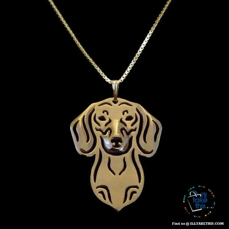 Dachshund Dog Lovers' a unique design Pendant in Gold, Silver or Rose Gold Plating   BONUS Necklace